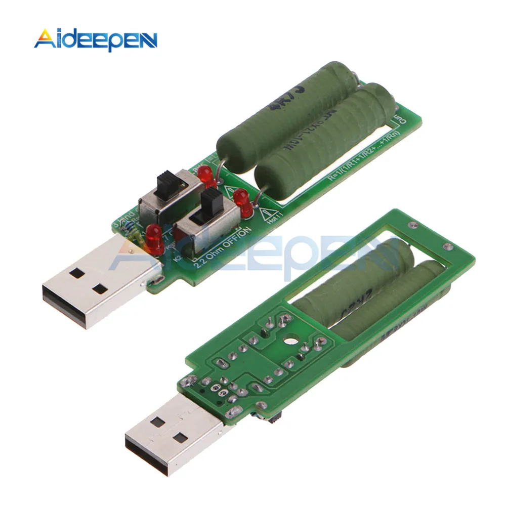 USB резистор с переключателем Электронная нагрузка 5 в 1 а/2 а/3 а регулируемым