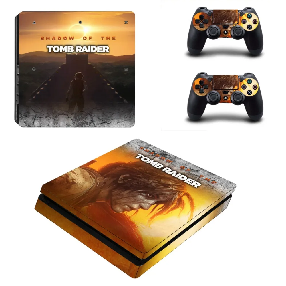 Виниловая наклейка Shadow of The Tomb Raider PS4 Slim Skin для консоли Playstation 4 и 2 контроллера