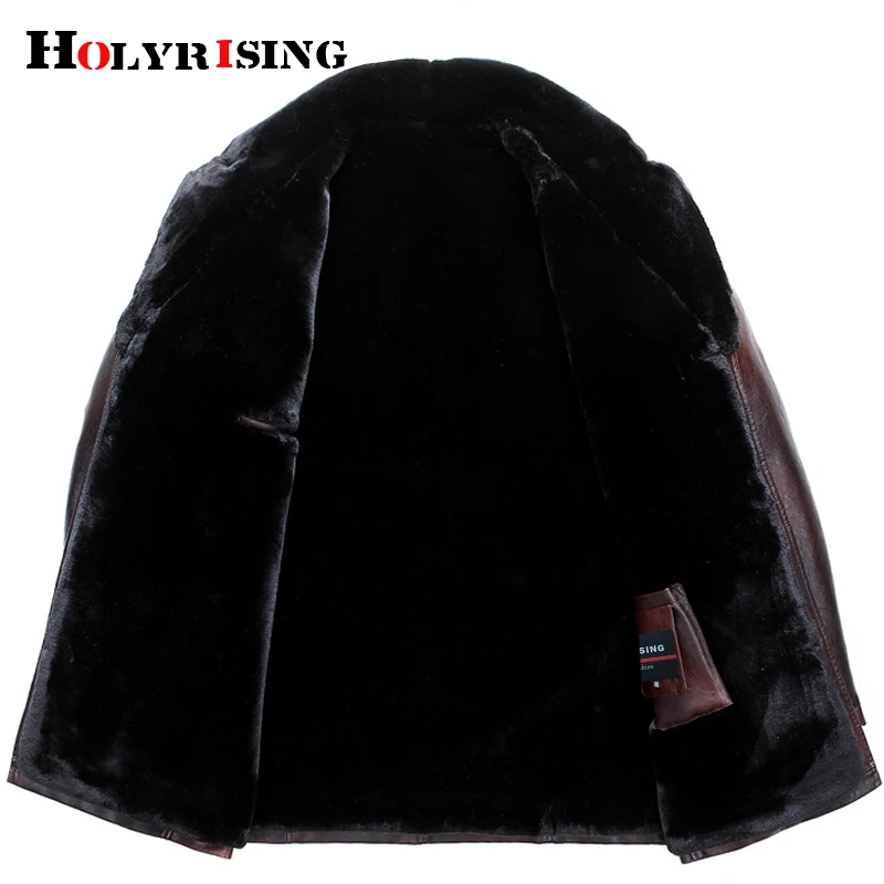 Holyrising мужские Куртки из искусственной кожи зимнее утепленное пальто кожаная