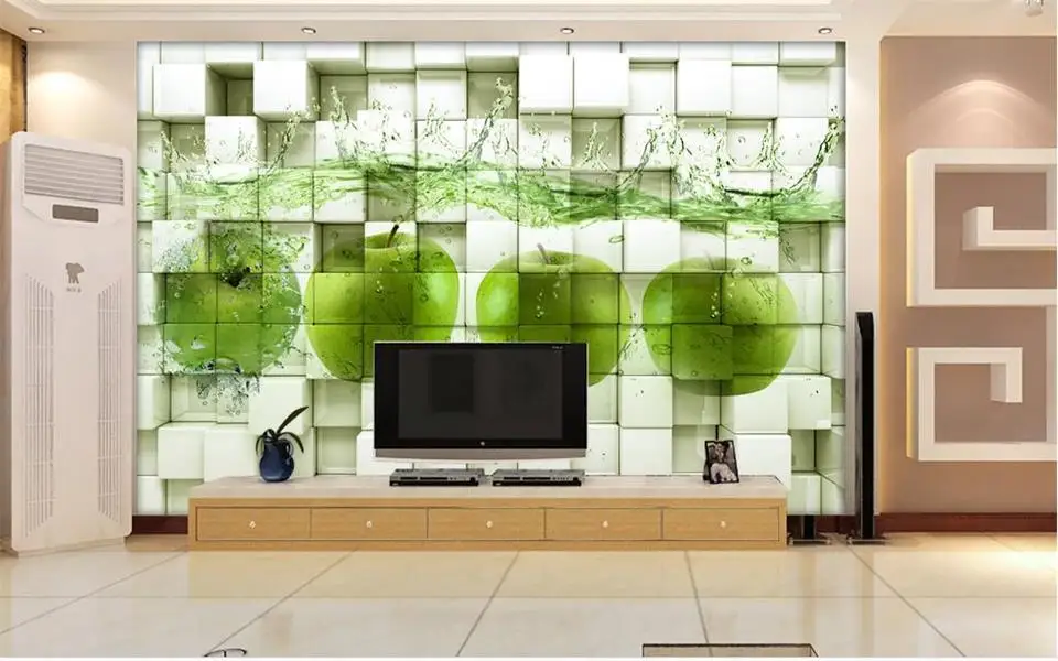 Пользовательские 3d фото обои гостиная настенная кирпичная стена яблоко в воде