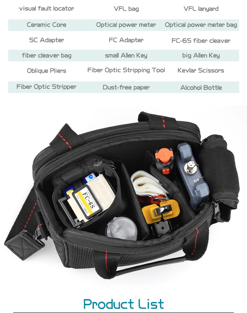KELUSHI 20 в 1 волоконно-оптические FTTH Tool Kit с волоконно Кливер-70~+ 10dbm оптический Мощность метр 10 км визуальная Lcator