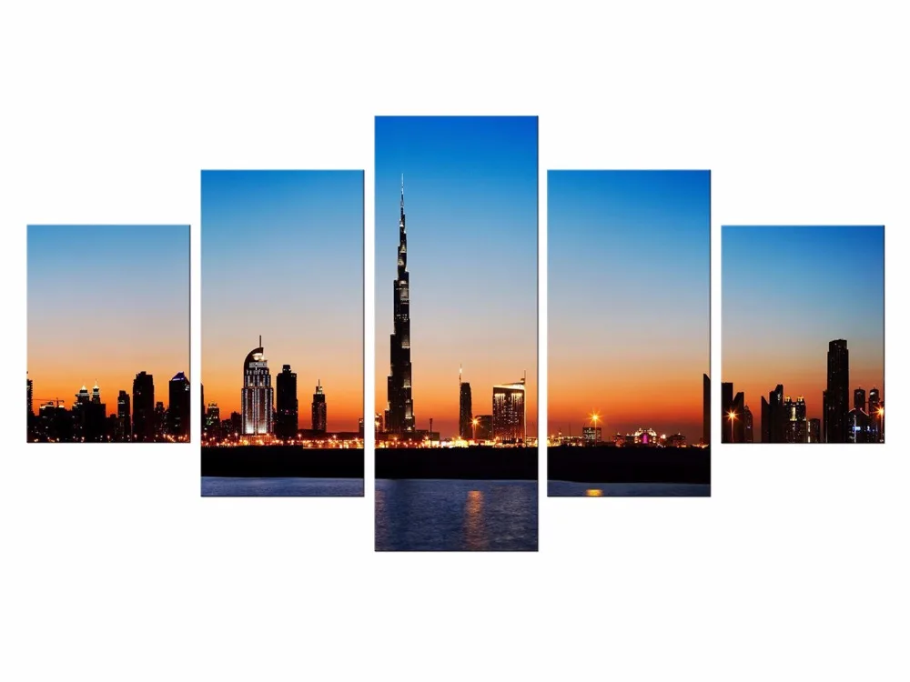 5 шт. холщовых настенных рисунков печать с высокой четкостью городской пейзаж