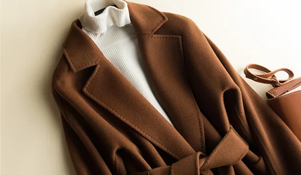 

Women Wool Coat 2018 New Arrival Autumn Winter Female Woolen Outerwear Medium Length 1oo% Woolen Loose Handmade