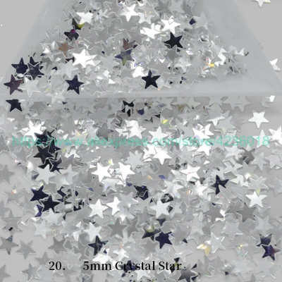 20)5mm Crystal Star 25g3-5mm в виде звезды луны сердца форма сливы пайетки с блестками для лица/ногтей маникюр/Шитье/свадебные конфетти украшения аксессуар - Цвет: 20)5mm Crystal Star