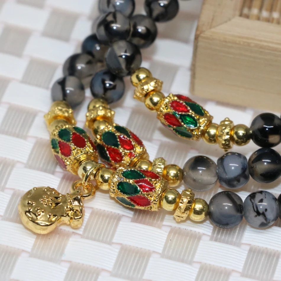 Wholesale Price Natural Stone Carnelian Onyx 6mm Black Dragon Agat Veins Multilayer Bracelets Round Beads Women Jewelry B2230 | Украшения и