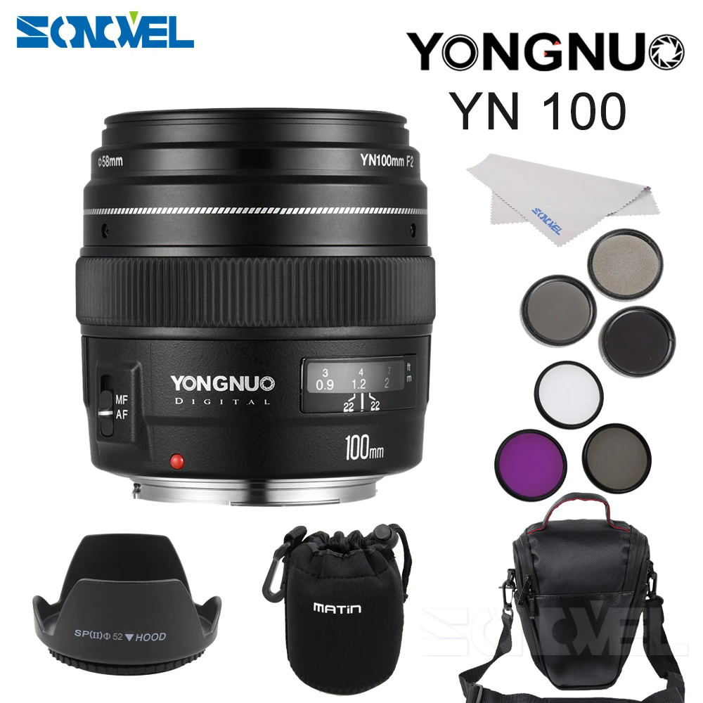 Новинка 2016 средний телеобъектив Yongnuo YN100mm F2 объектив для Canon EOS Rebel камера AF MF 5D4 1300D