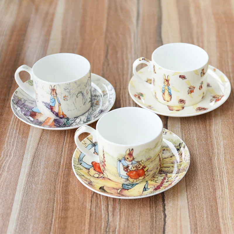 Европейская кофейная чашка Bone China блюдце с мультяшным изображением кролика