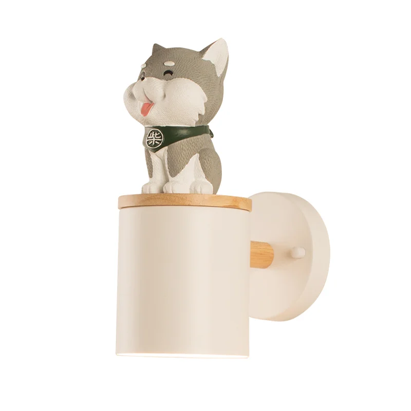 Price Luminária de parede de led criativa com desenho de cachorro, luminária moderna de ferro para parede de madeira para quarto, escada, resina, aplique, inaire