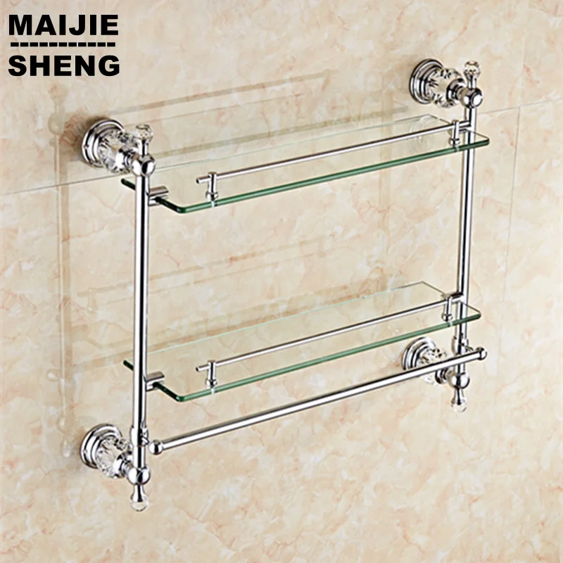 Хромированная Хрустальная стеклянная полка для ванной и душа угловая комнаты