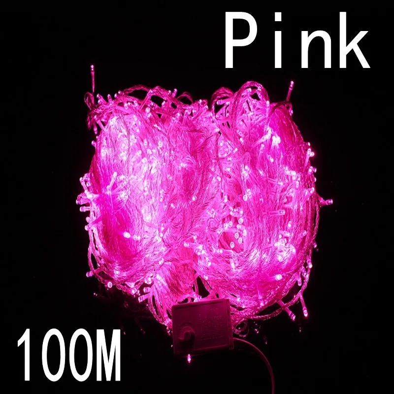 pink colour 100 meter 800 LED Christmas Lights 8 Modes for Decorative Christmas Holiday Wedding Parties Indoor / Outdoor Use