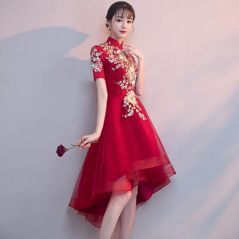 Высокое качество Длинные красные Cheongsam Сексуальные Qipao женские традиционные китайские платья восточные платья халат Longue Chinoise