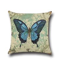 45x45cm linen cotton butterfly cushion cover sofa decorative linen vintage throw pillows case waist pillow