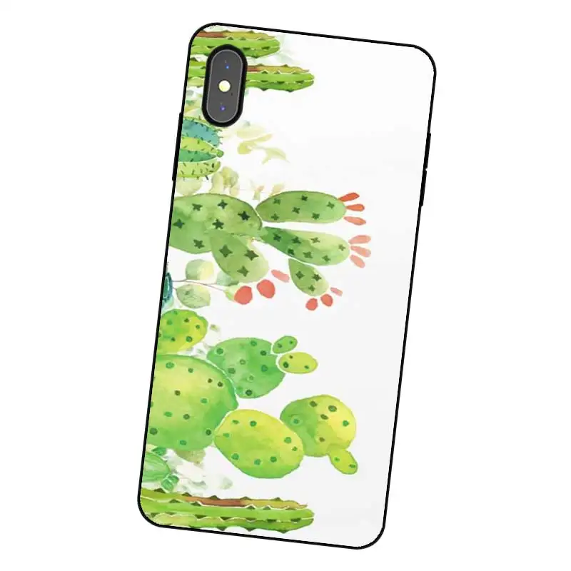N278 кактус акварельный Черный силиконовый чехол для Apple iPhone 11 Pro XR XS Max X 8 7 6 6S Plus 5 5S SE