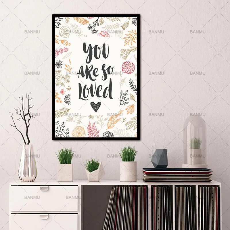 Настенные картины с надписью You are so Love в скандинавском стиле художественные для