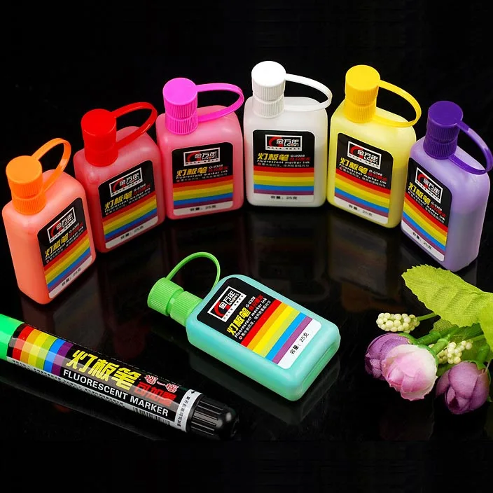 Цветной флуоресцентный Маркеры Повторное заполнение Мел маркеры стираемые