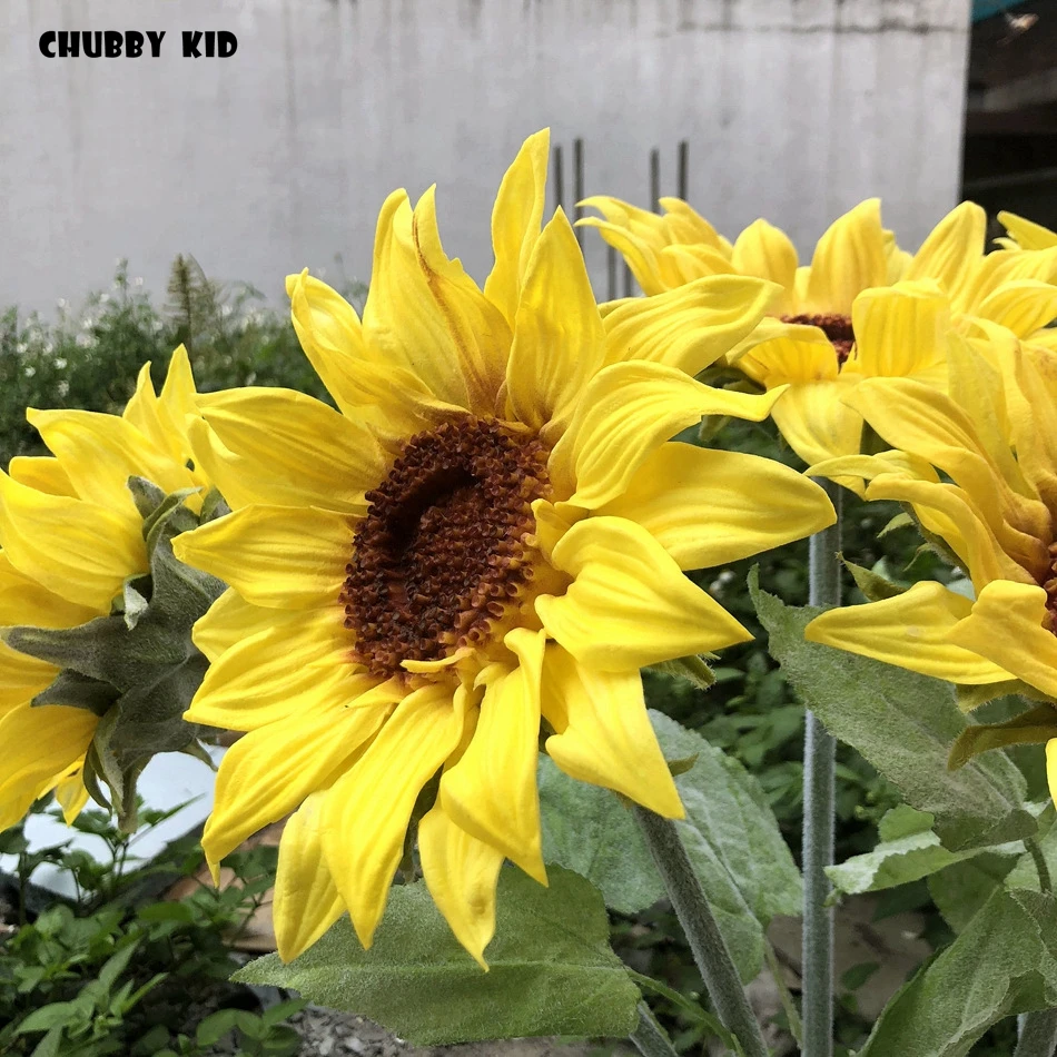 Полиуретан на ощупь как настоящий Подсолнух искусственный желтый подсолнух украшение дома марридж декоративный цветок Рождественская вечеринка Декор