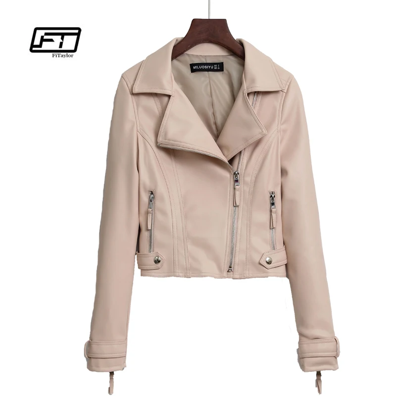 Fitaylor осенний Черный Кожаный Тренч женская тонкая куртка из искусственной кожи