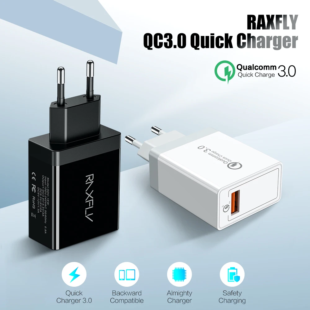 Сетевое зарядное устройство RAXFLY с поддержкой быстрой зарядки USB 3 0 18 Вт |