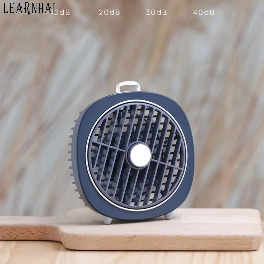 LEARNHAI USB бесщеточный мотор электрический без батареи мини охлаждающий Настольный вентилятор с ночным светильник Съемный сетчатый чехол - Цвет: Dark Bule