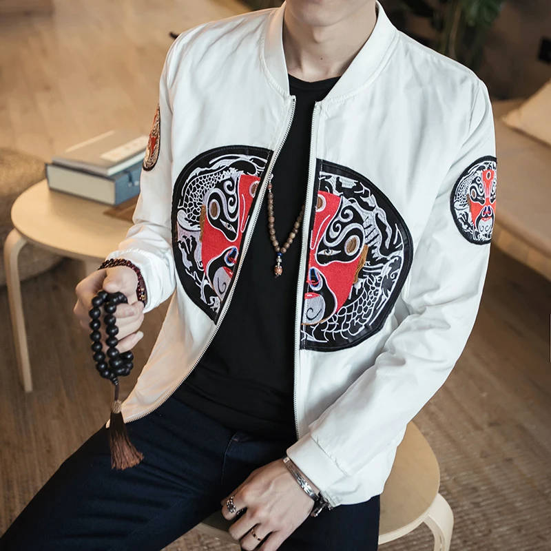 Осенние куртки мода 2019 Новый китайский стиль вышивка Бомбер куртка Slim Fit с