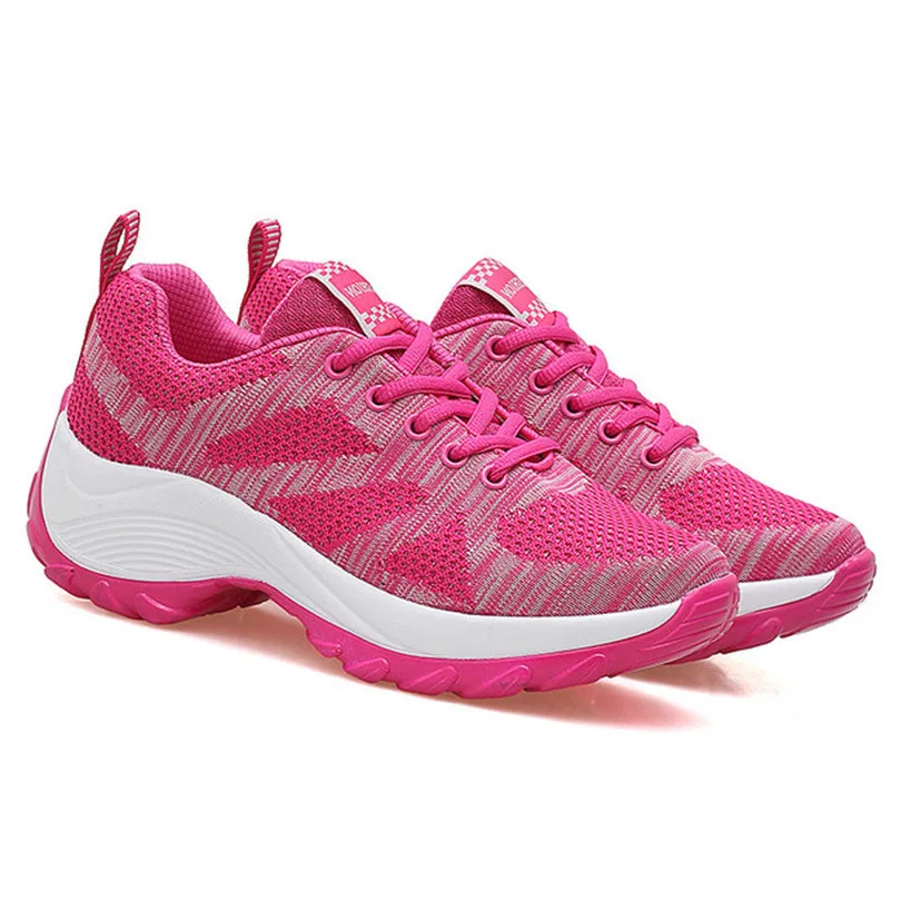 LIN KING/Повседневная обувь больших размеров на танкетке для женщин дышащие женские