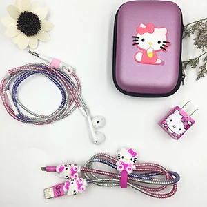 Милый мультяшный usb кабель протектор для Наушников набор с кабелем Стикеры