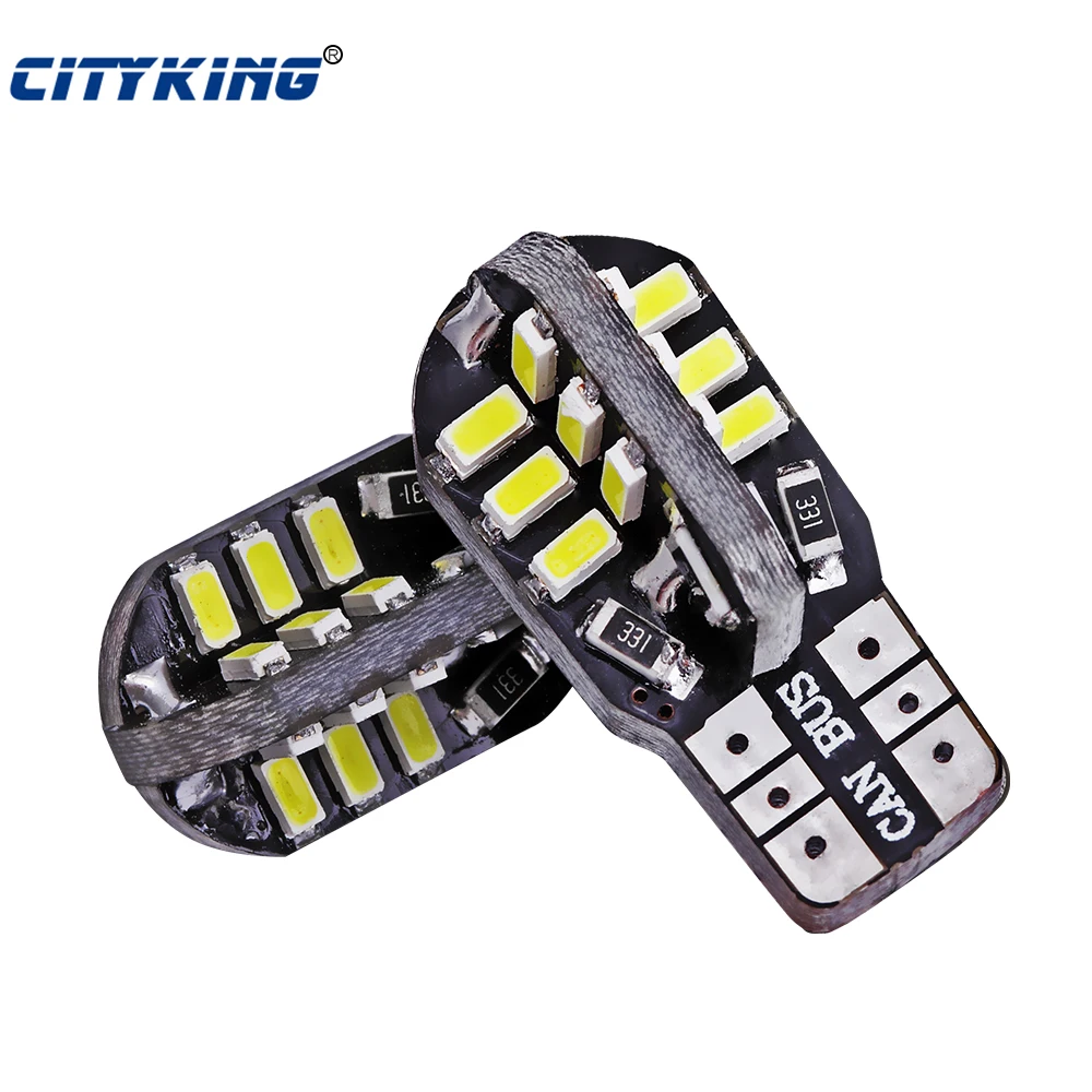

500pcs/lot t10 led canbus white light W5W T10 24led 3014 smd no Error t10 24SMD LED Car canbus Car Light Source car styling