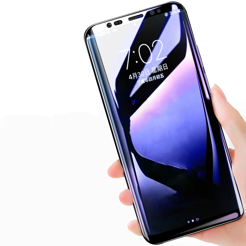 Анти Blu-Ray 3D изогнутые закаленное Стекло пленка для Samsung Galaxy S8 S9 плюс Примечание 9 8 Экран протектор полный защитный Стекло фильм