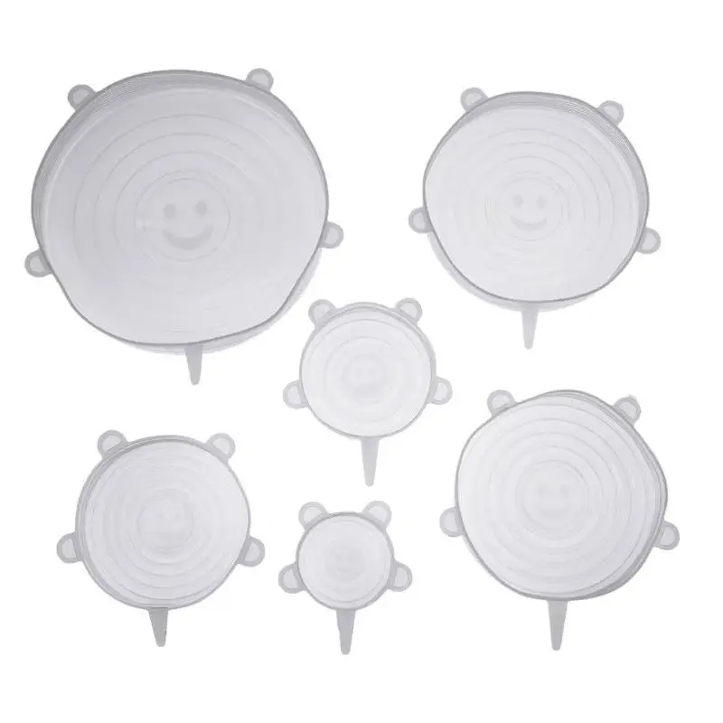 6 шт./компл. Универсальный крышки растягивающиеся из силикона Vacuum Seal крышка всасывания уплотнитель чаша горшок силиконовый чехол кухонная посуда аксессуары