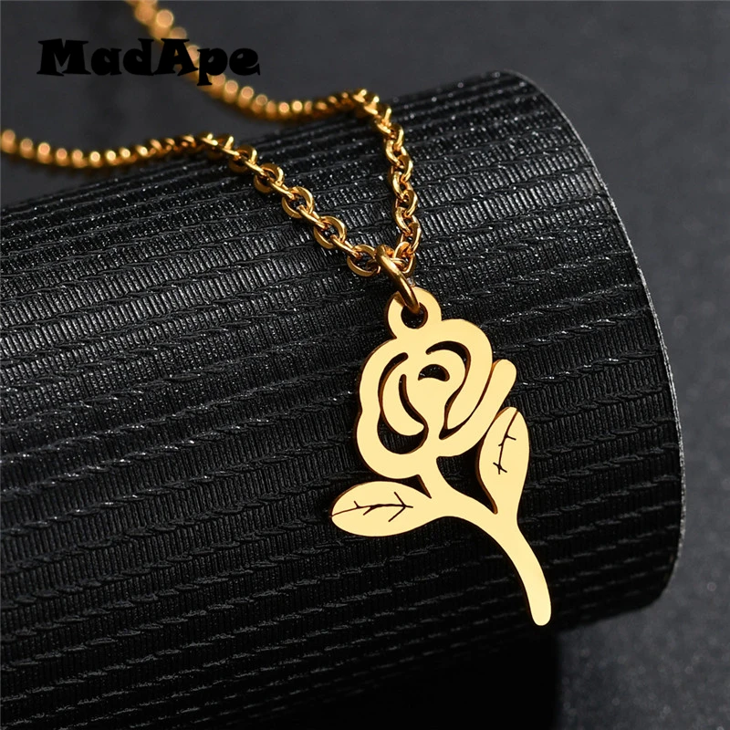 Женское колье чокер MadApe Bijoux Femme Collier Золотистое Ожерелье с розовым цветком
