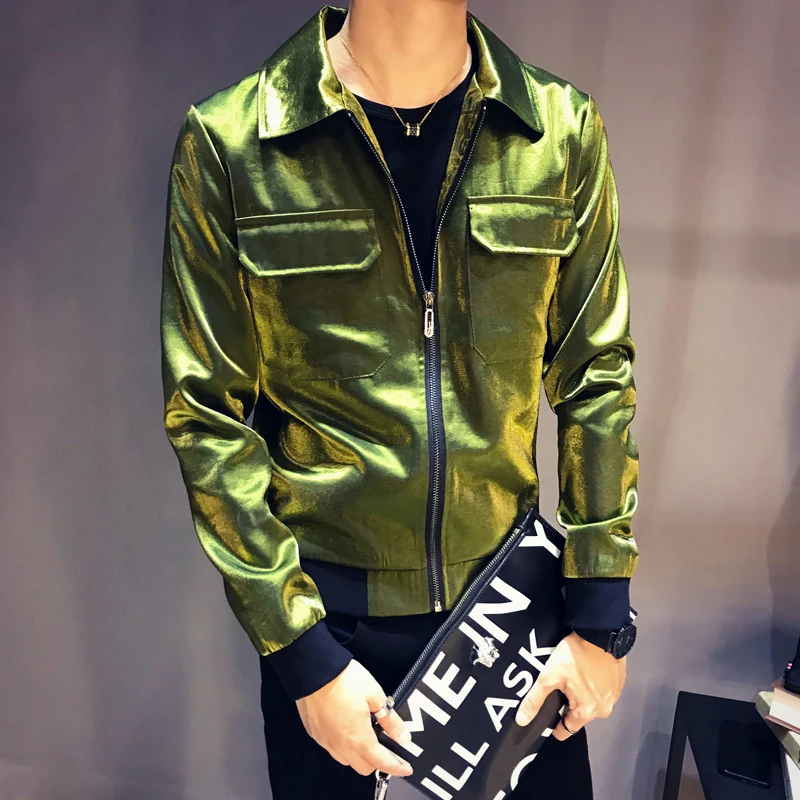 Green Sharp shinny мужские куртки и пальто jaqueta masculino королевский синий черный серый зеленый сценическая одежда для певицы Клубные вечерние куртки - Цвет: Green