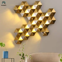 creative luxury honeycomb nest gold lustre led wall lamp plate mirror steel luminaria wall scones hotel led lighting lamparas