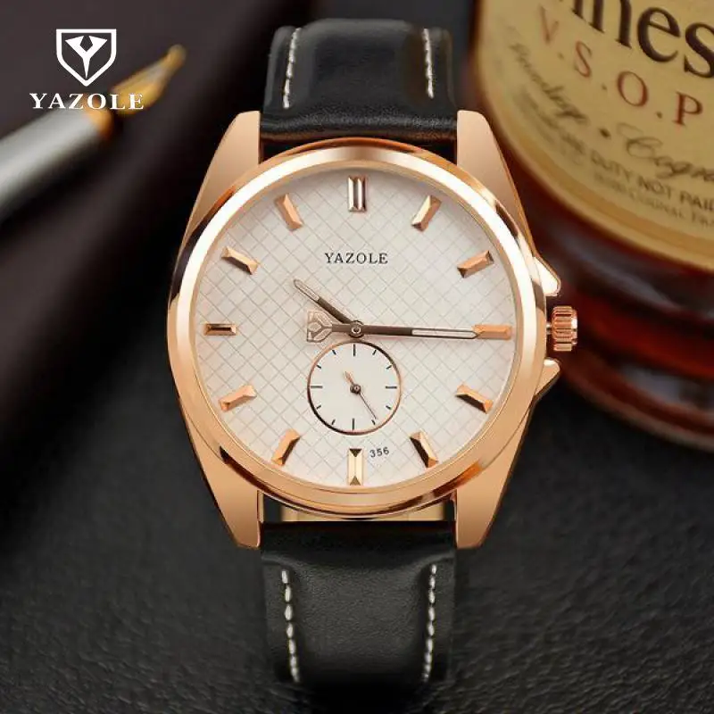 Роскошные Кварцевые аналоговые Мужские наручные часы YAZOLE розовое золото