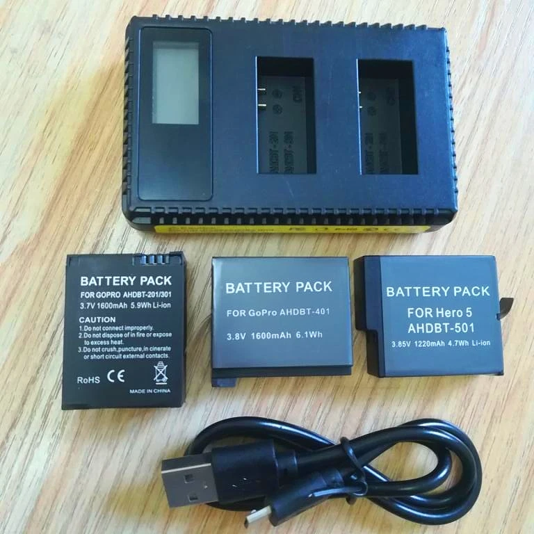Clownfish для Gopro hero 8 7 6 5 4 3 батарея USB lcd двойной порт зарядное устройство чехол AHDBT 501 301 зарядное устройство аксессуары