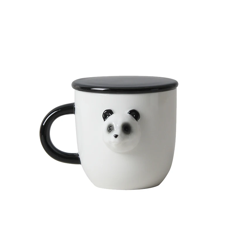 3D мультфильм Kawaii панда кружки керамическая чашка молочный кофе с крышкой чайные