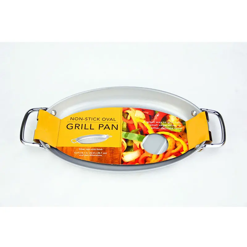 Оптовая продажа овальная посуда для выпечки серебряная антипригарная сковорода