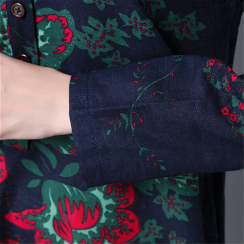 2020 New Spring Autumn Women's Dress Ethnic Style Loose Women Dreses Vintage Print Female Cotton linen Ladies FC64 | Женская одежда