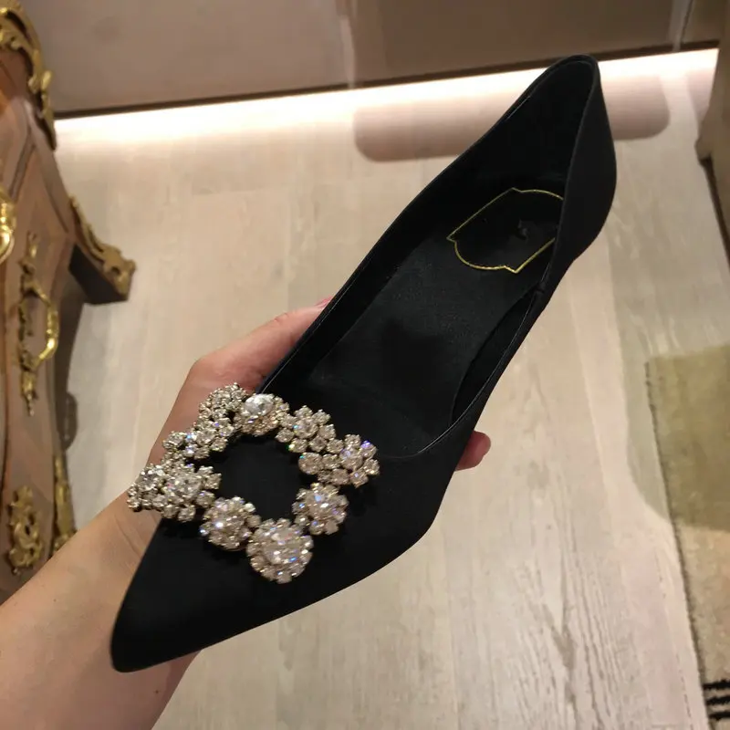 Г.,, женские атласные туфли-лодочки с острым носком, украшенные цветами и кристаллами, с пряжкой, женские вечерние туфли на высоком каблуке для свадьбы