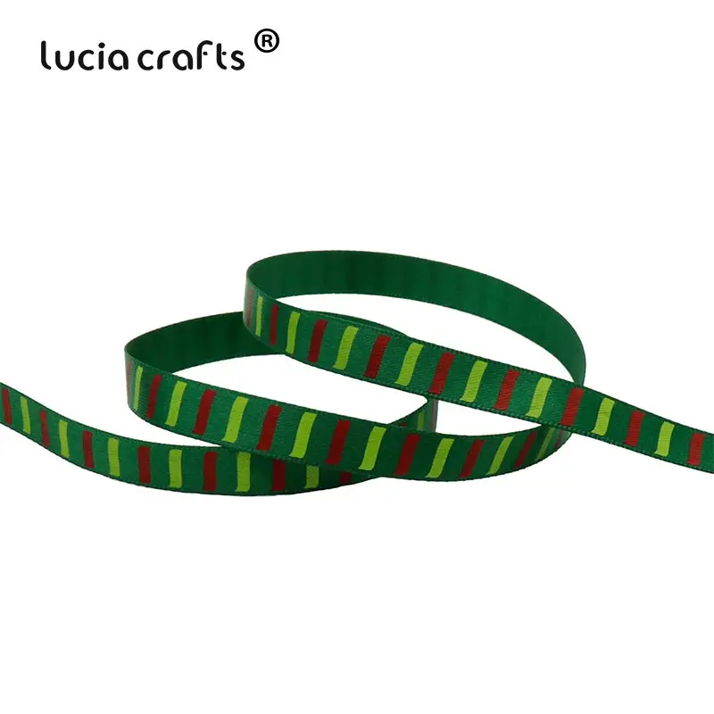 Style 18 5yards Lucia crafts 5 ярдов/12 ярдов 10 мм печатные рождественские корсажные/атласные ленты DIY рождественские вечерние упаковочные материалы T0502 - Цвет: Style 18 5yards