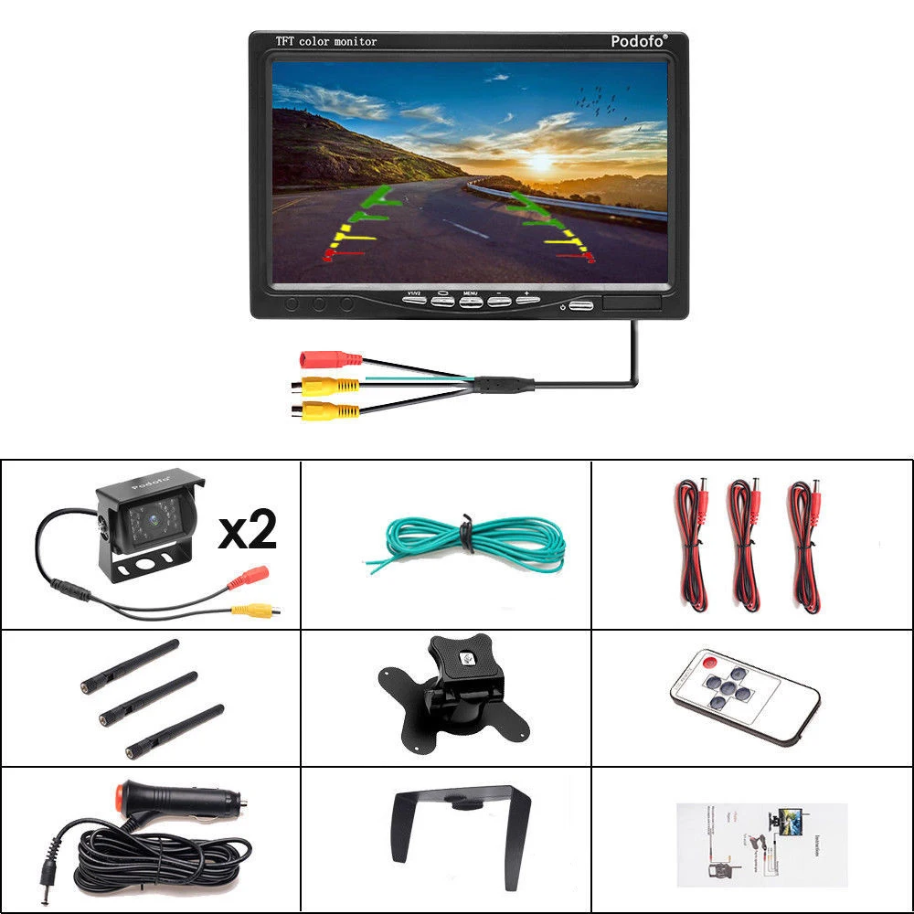 AMprime беспроводной автомобильный Грузовик 2 IR резервные камеры + 7 &quotмонитор