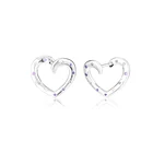 Серьги-кольца с яркими сердечками, с фиолетовым, сиреневым и прозрачным кубическим цирконием, 100%-ное серебро, ювелирные изделия, бесплатная доставка