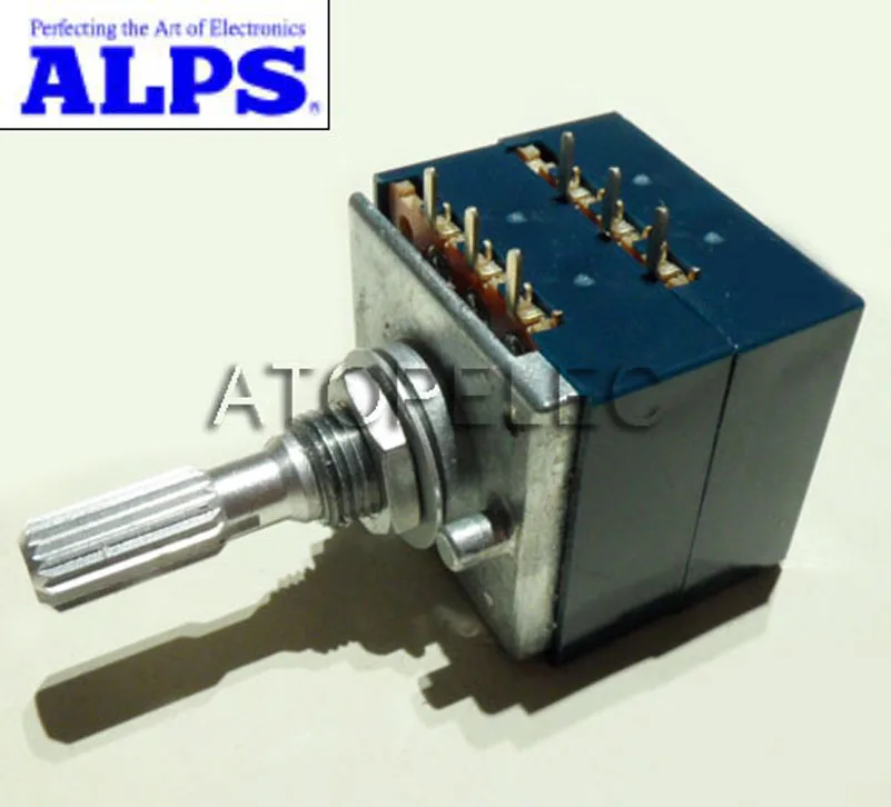 1 шт. японский стереопотенциометр ALPS RK27 2 отделения 50K/100K/250K с вкатанным