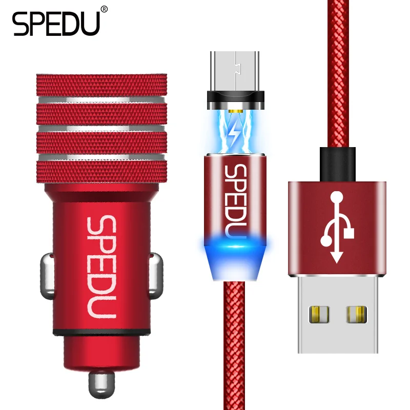 Автомобильное зарядное устройство USB SPEDU для iPhone X 6 7 8 XS Max, магнитный кабель, автомобильное зарядное устройство для телефона, Micro usb type c для samsung S9 S8 Plus xiaomi