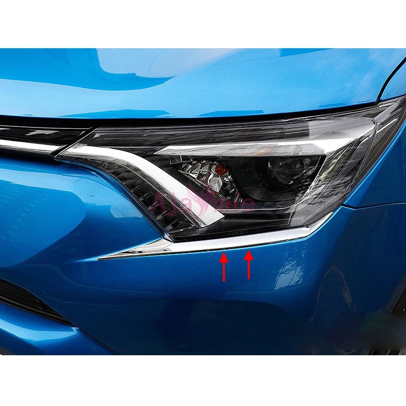 Хромированная накладка на переднюю фару 2016 2017 для Toyota RAV4 | Автомобили и мотоциклы
