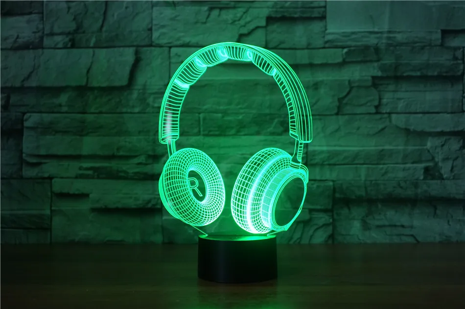 3D DJ наушники Illlusion лампа Студия Наушники для контроля звучания Hi-Fi музыкальные наушники 3d ночник цвет спальня настольная лампа домашний Декор led светильник на батарейках лава лампа лампа для кровати