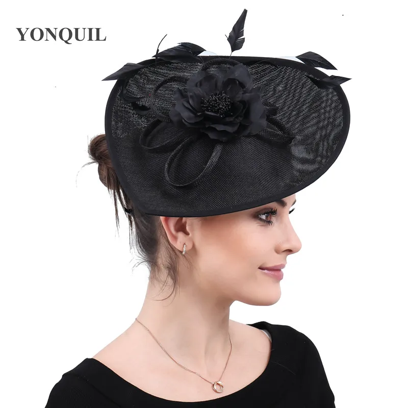 Vintage church Big Fascinators party hats women elegant derby wedding headwear veils accessories bridal ladies days headpiece | Дом и сад