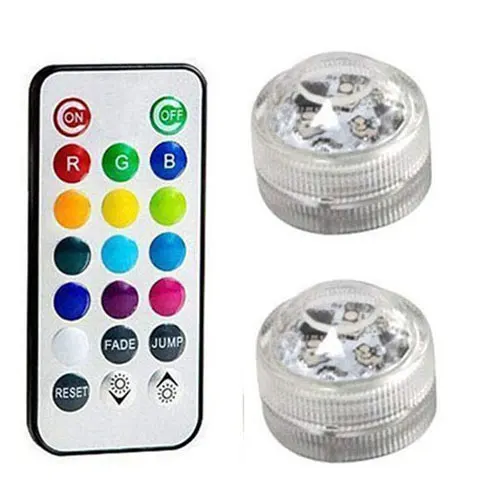 2 lights 1 remote IP68 Водонепроницаемый светодиодный погружной светильник на батарейках, разноцветный, RGB, для аквариума, пруда, бассейна, свадебной вечеринки - Цвет: 2 lights 1 remote