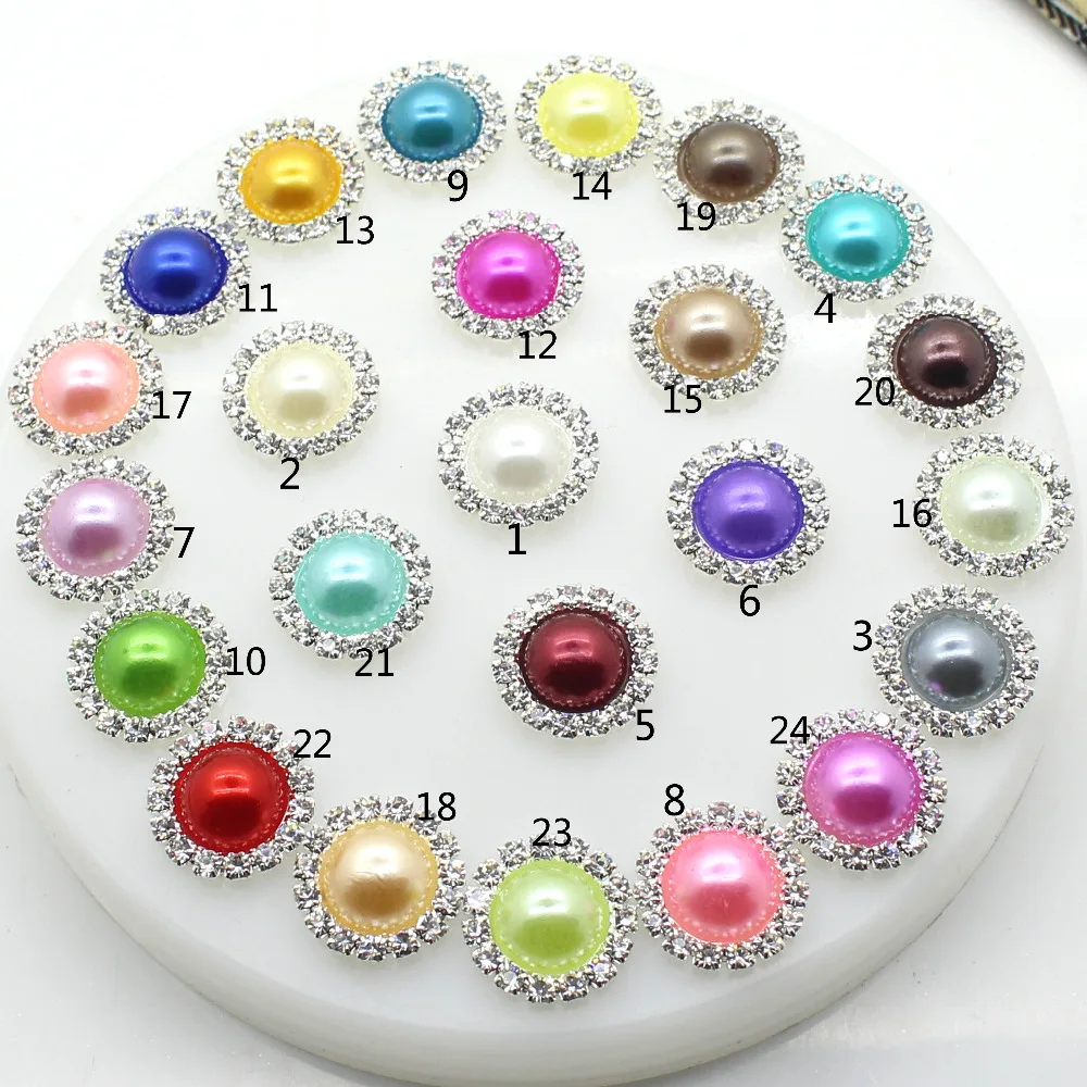 Low Price Full Size 100pcs/lot Flatback Buttons Silver handwork Button Accessories Wedding Decor Mix Color Free Shipping | Дом и сад
