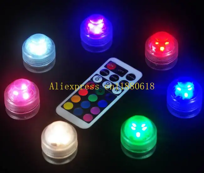 

20sets/lot Tea light remote controlled Floralyte submersible Vase Light Candle lamp 3 leds wedding party decor color changing