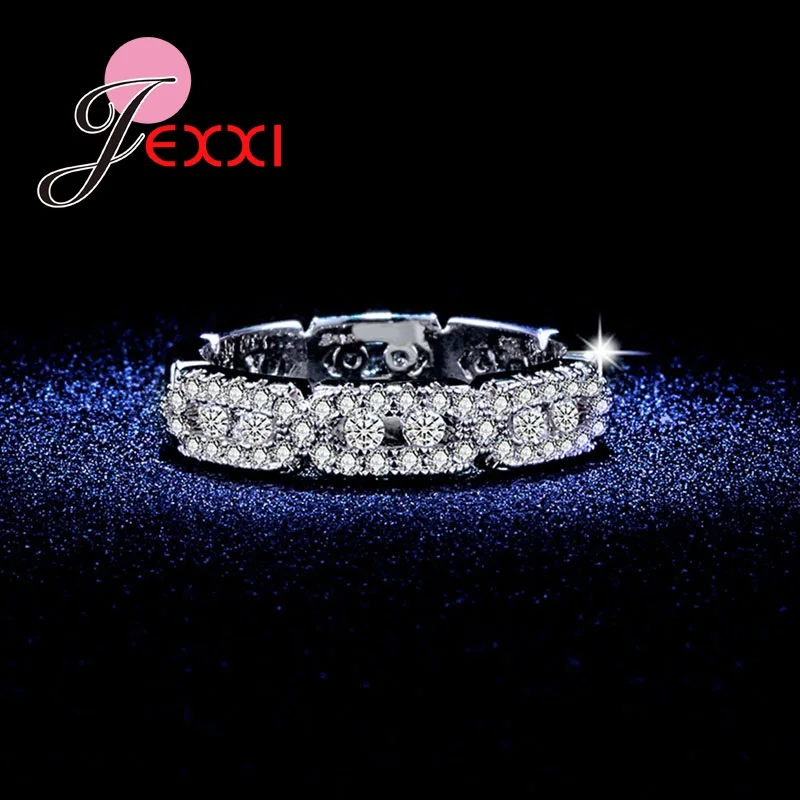 Фирменный дизайн открытые прозрачные серебряные кольца с кубическим цирконием